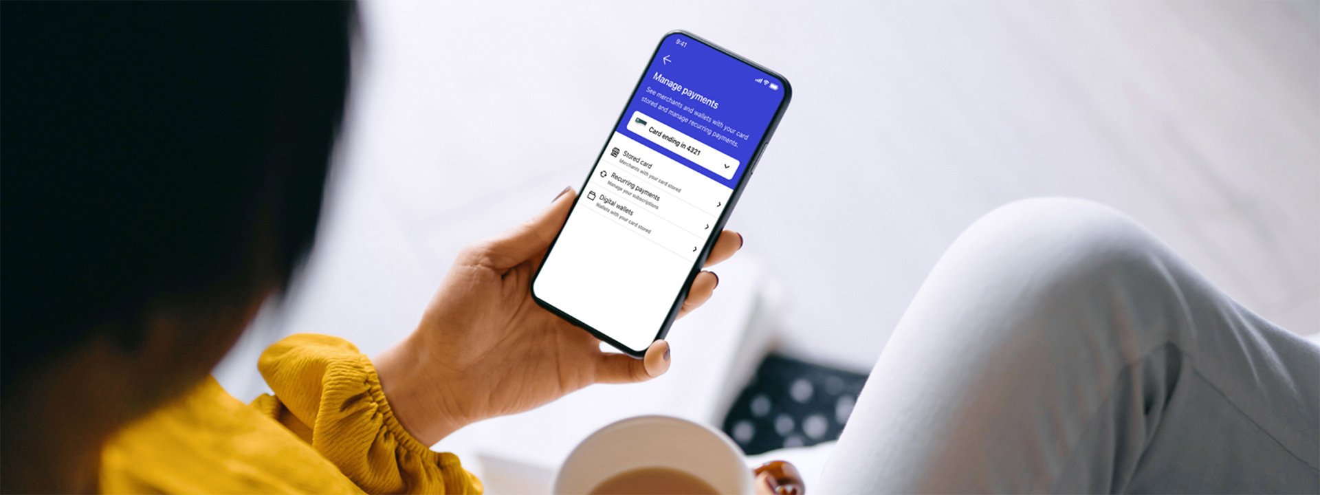 Mobile app showing Manage Payments screen
