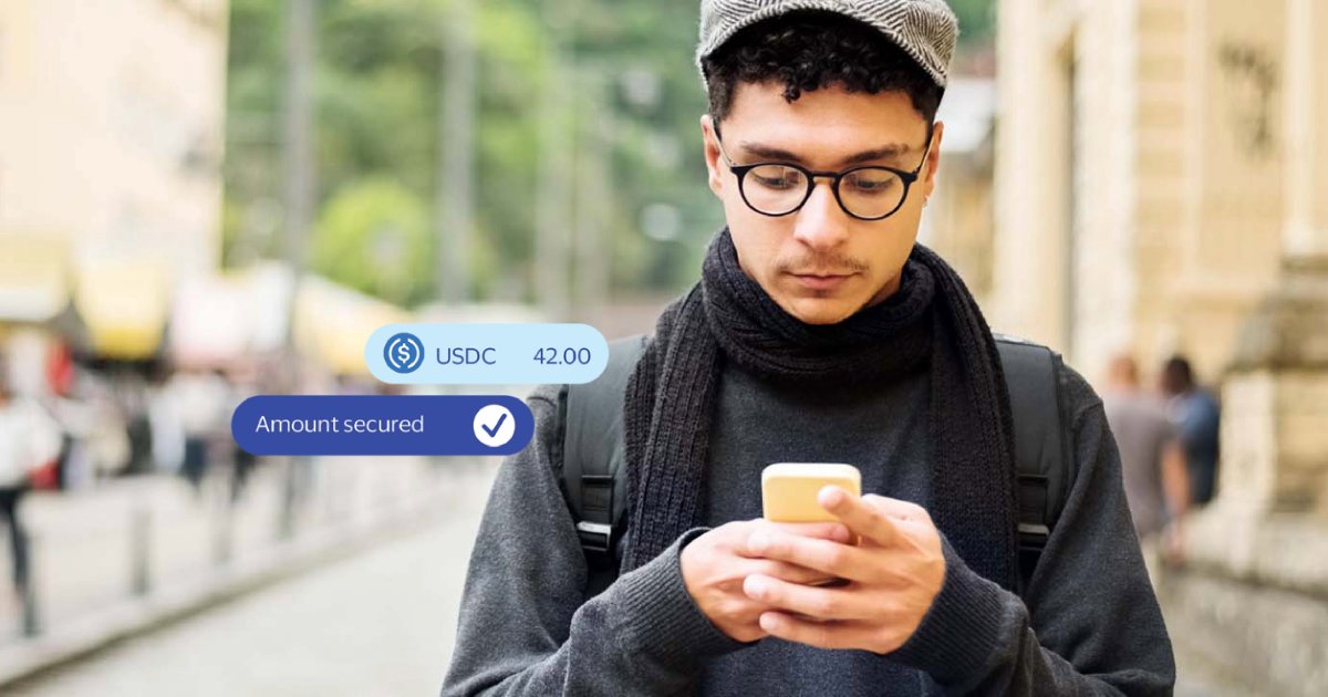 Visa image used to illustrate stablecoin-linked payment and onchain settlement workflows.