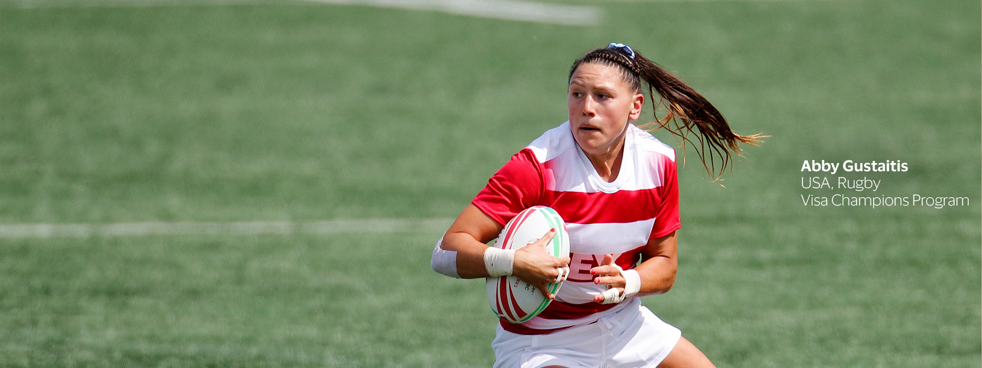 Abby Gustaitis playing rugby