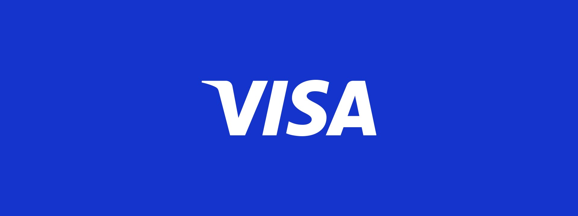 White Visa logo on blue background