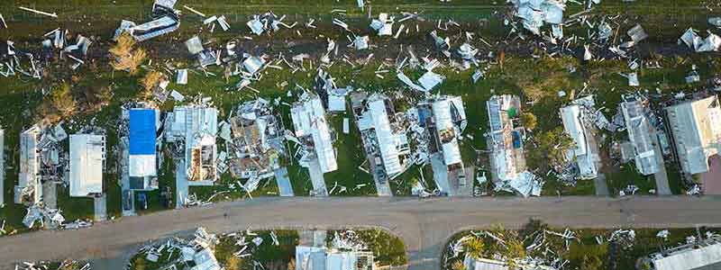 Destruction left behind in the aftermath of a tornado