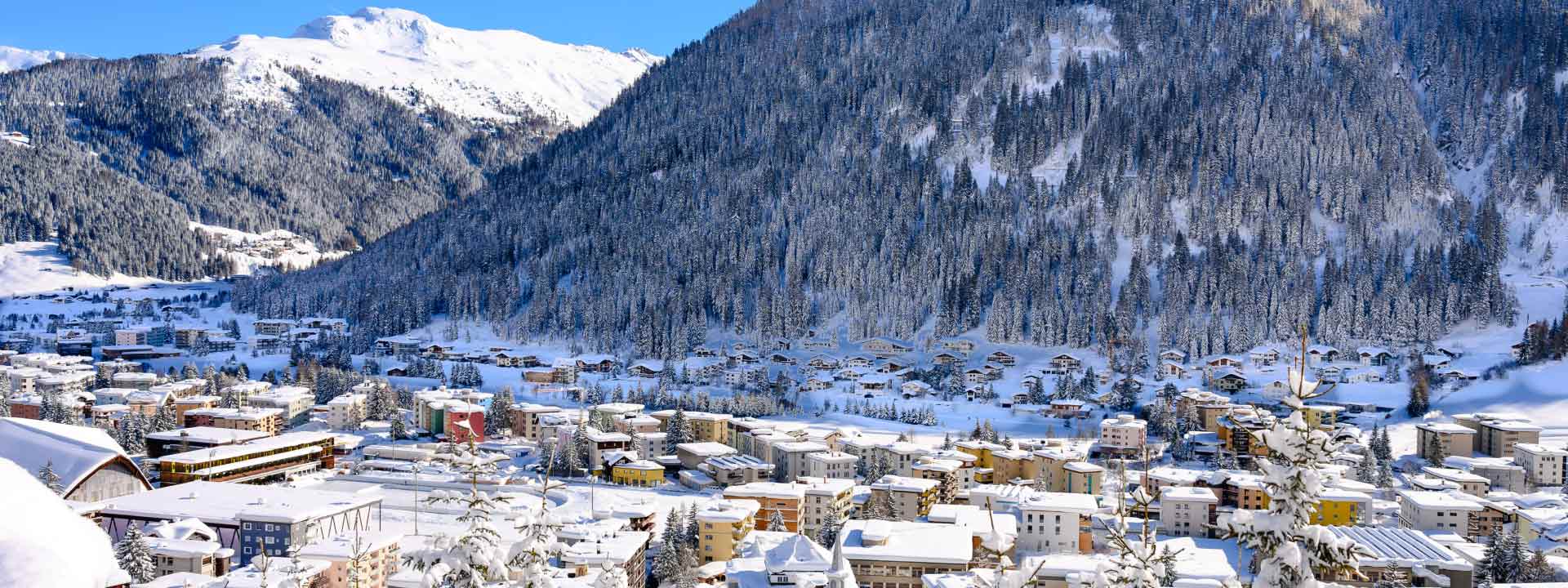 Landscape of winter resort Davos – the home of annual World Economy Forum.