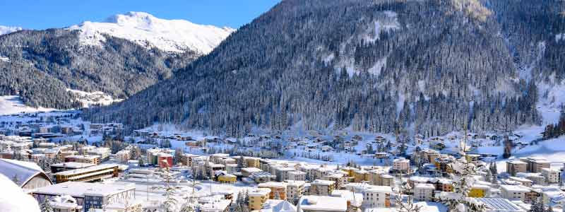 Landscape of winter resort Davos – the home of annual World Economy Forum.