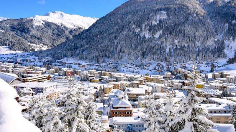 Landscape of winter resort Davos – the home of annual World Economy Forum.