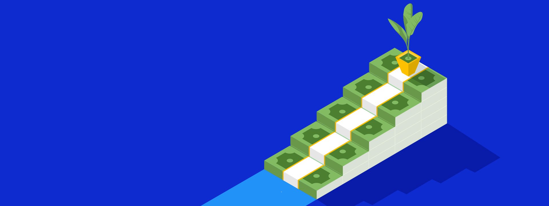 Graphic illustration of stairs with a plant at the top
