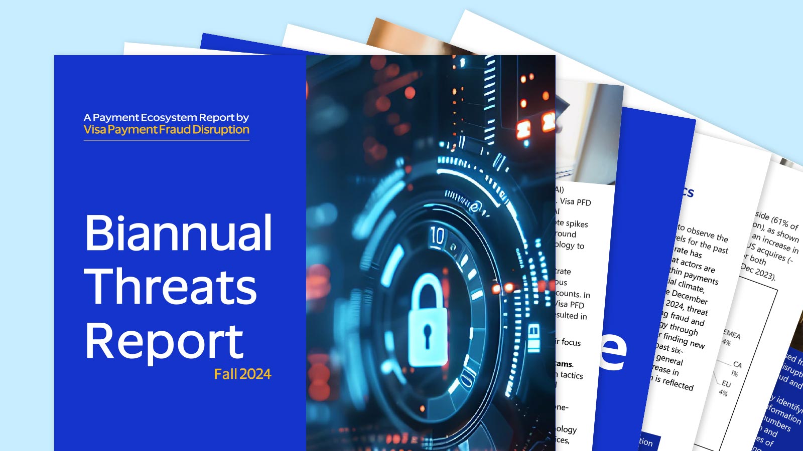 A preview of the cover and inside pages of the threats report