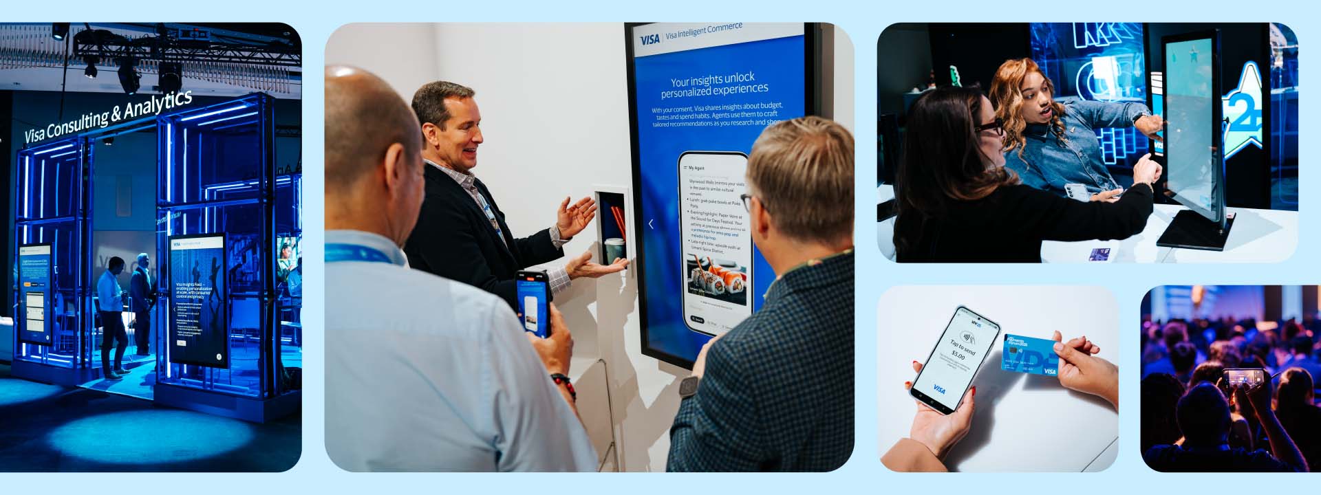A collage of attendees interacting at FY25 Visa Payments Forum