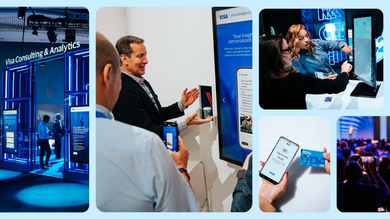 A collage of attendees interacting at FY25 Visa Payments Forum