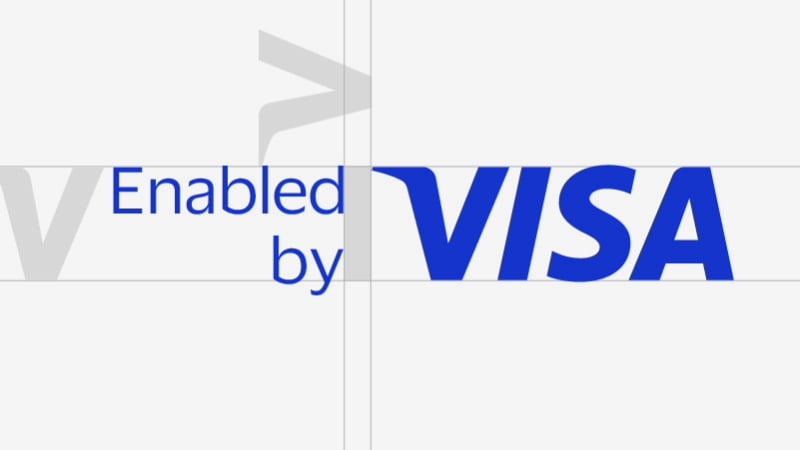 Visa Brand Endorsement image displaying “Enabled by Visa” lockup on a grid background, showing endorsement standards. 