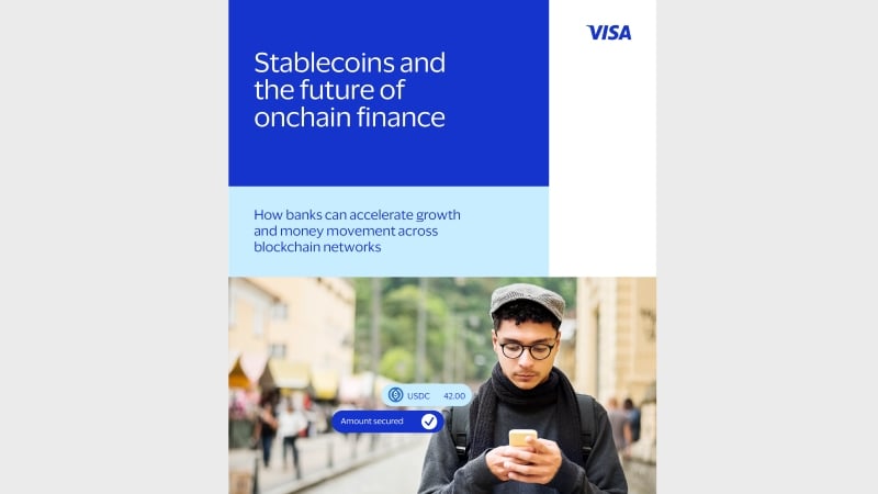 Image of white paper with guy making mobile payment