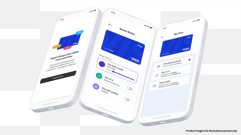 User interface images of Visa Flexible Credential