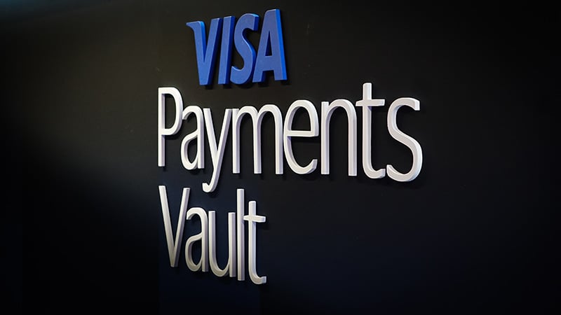 Visa Payments Vault wall sign.