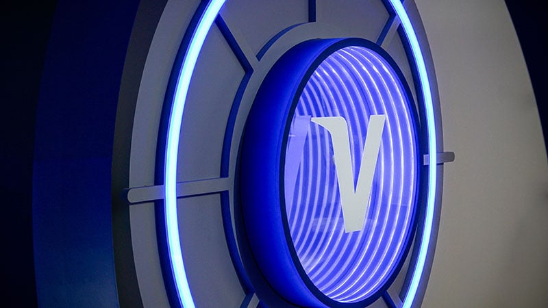 Vault door with a Visa V in the center.