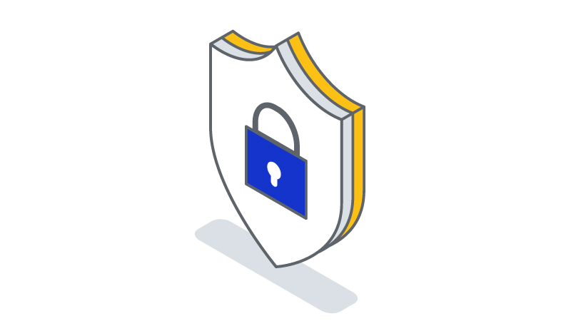 Icon of protective shield with lock inside