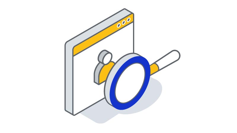 Icon of magnifying glass inspecting webpage