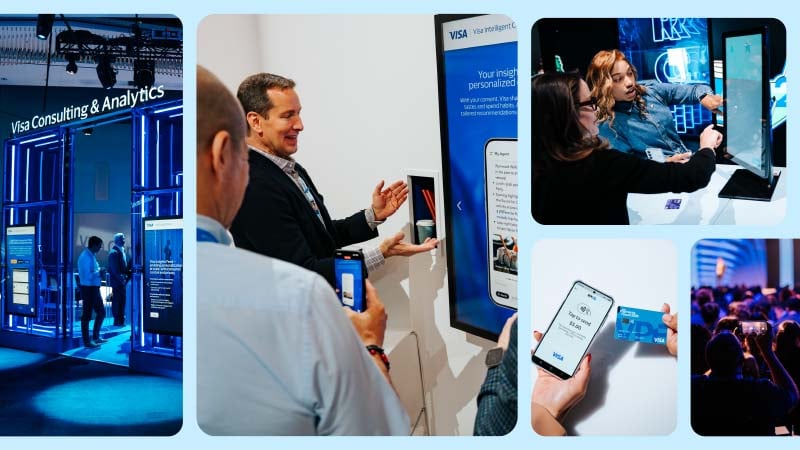A collage of attendees interacting at FY25 Visa Payments Forum